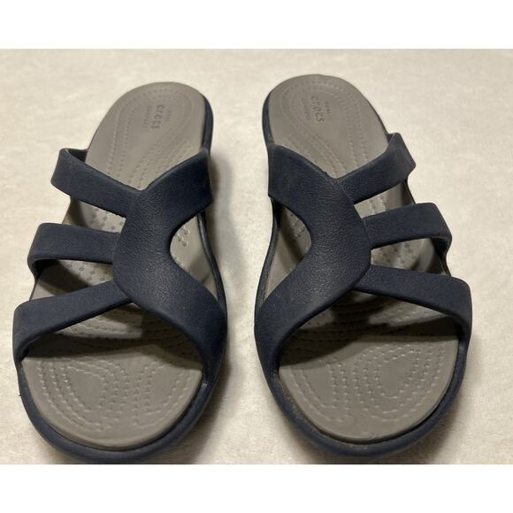 Crocs Sandals Meleen Twist Womens Size 8 Blue Gray Beach Walking Outdoor - Picture 1 of 8